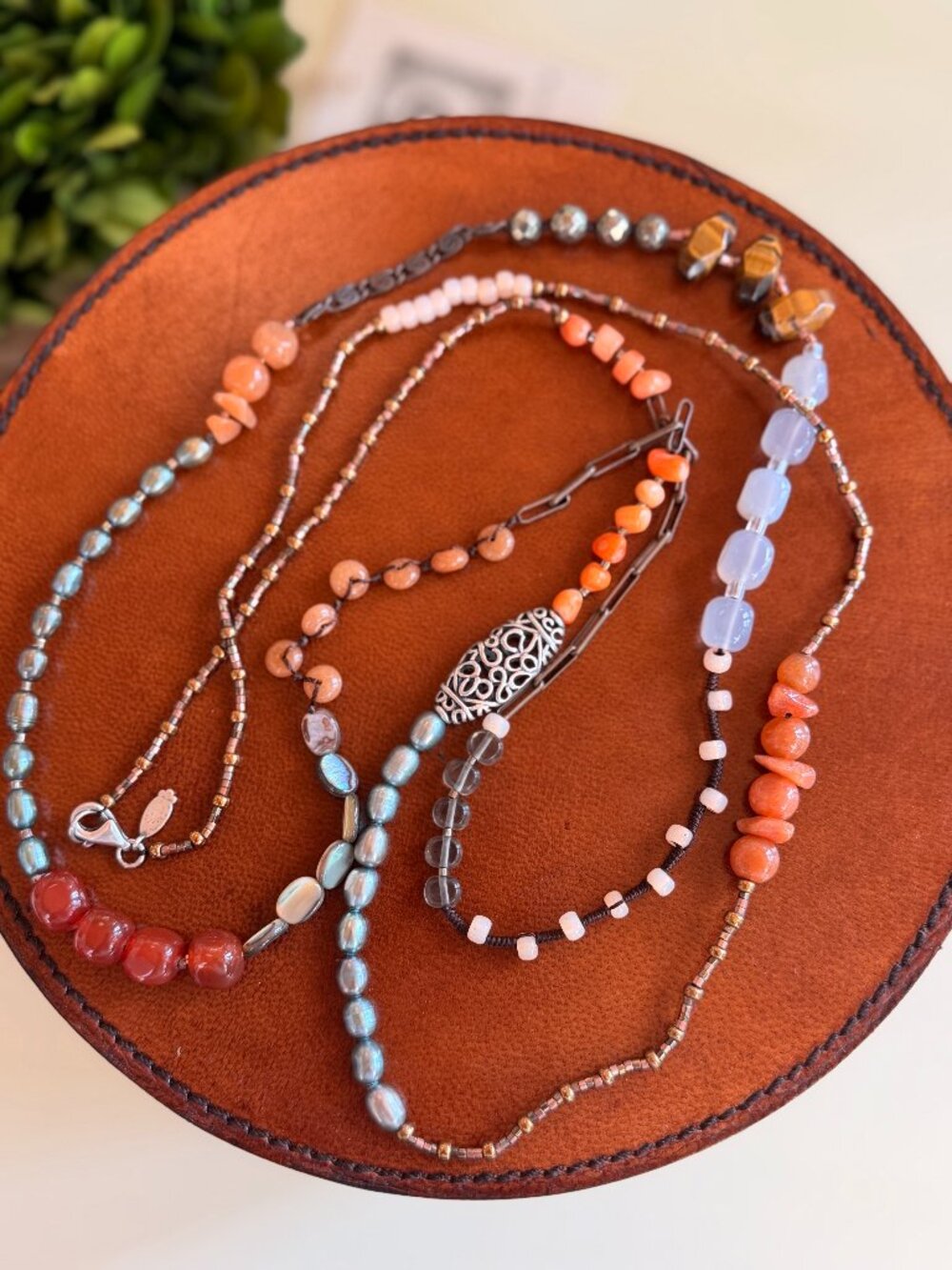 Silpada N2421 Spice Box 925 Sterling Silver Gemstone Pearl Necklace 50" Long
